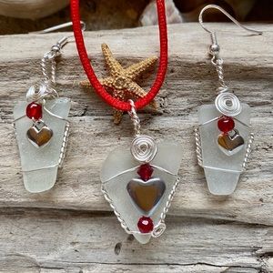 Heart sea glass set